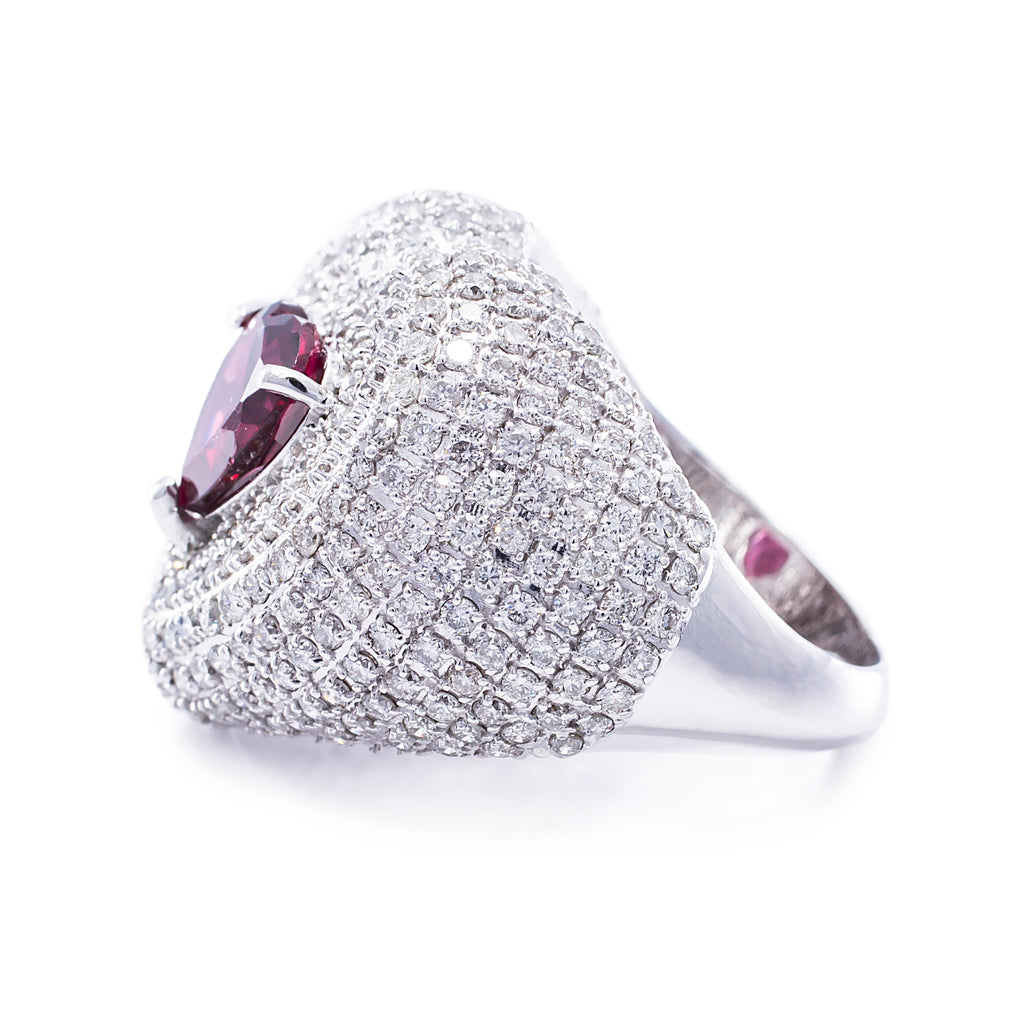 Tourmaline Heart Pave Ring