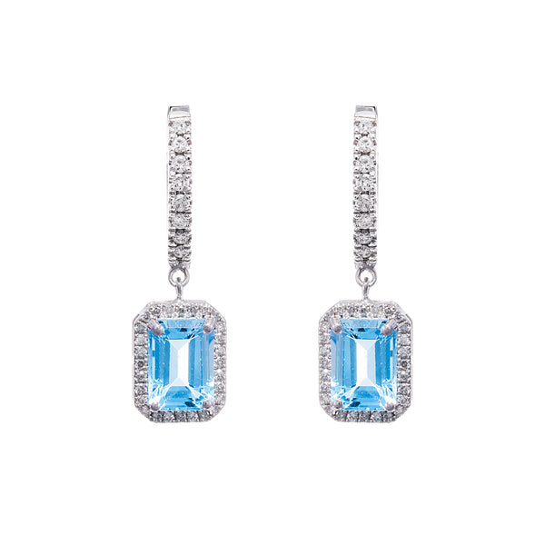 Blue Topaz & Diamond Huggies