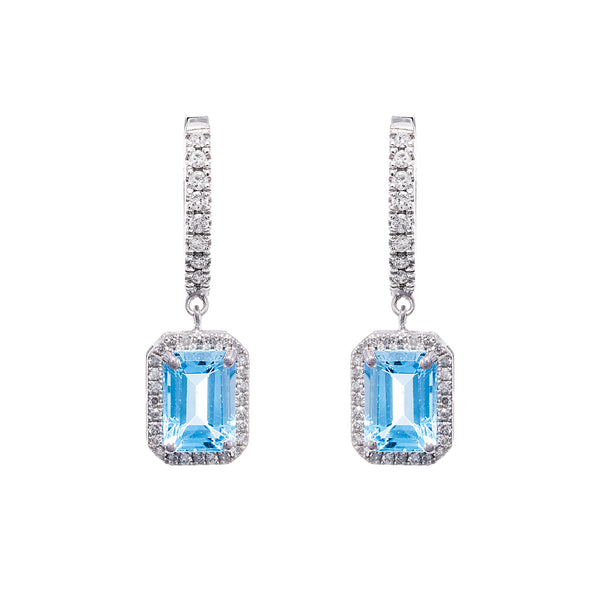 Blue Topaz & Diamond Huggies