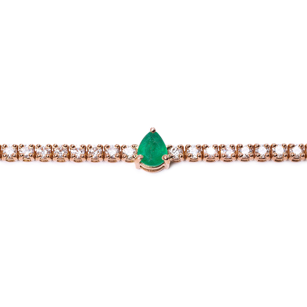Diamonds & Emerald Tennis Bracelet