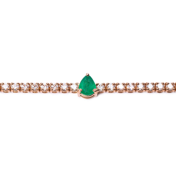 Diamonds & Emerald Tennis Bracelet