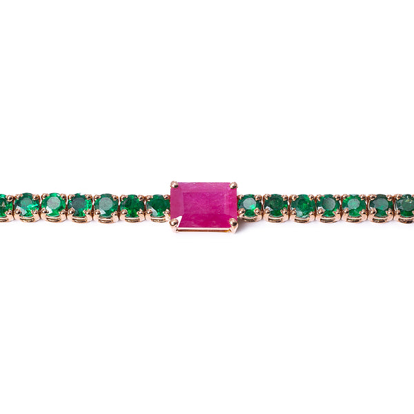 2.7 Carat Emerald & Ruby Tennis Bracelet