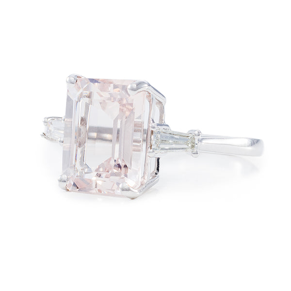 Morganite & Triangle Diamond Ring