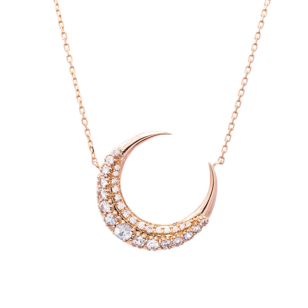 White Sapphire Moon Necklace - LimeLiteJewellery.com