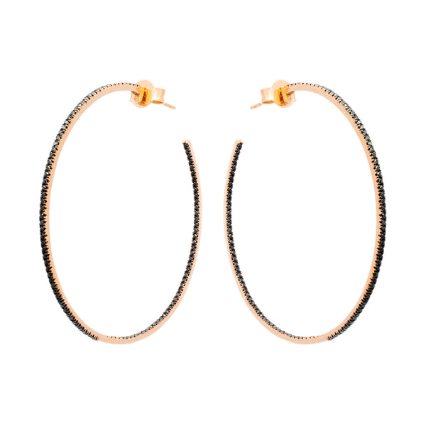 Thin Black Diamond Hoops - LimeLiteJewellery.com