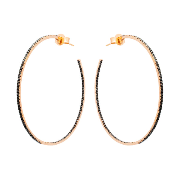 Thin Black Diamond Hoops - LimeLiteJewellery.com