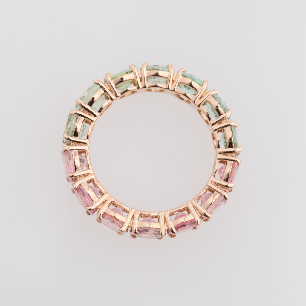 Green / Pink Tourmaline Eternity Ring