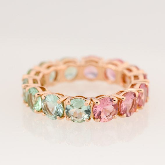 Green / Pink Tourmaline Eternity Ring