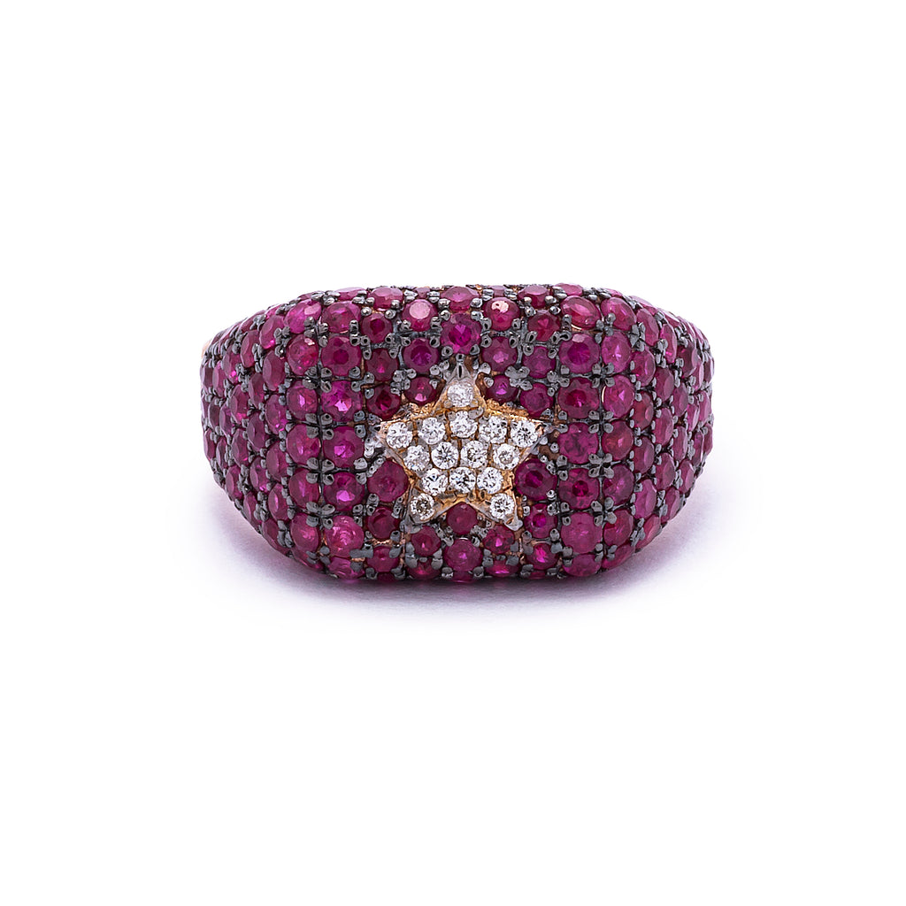 Pink Cube Ring with Star - LimeLiteJewellery.com
