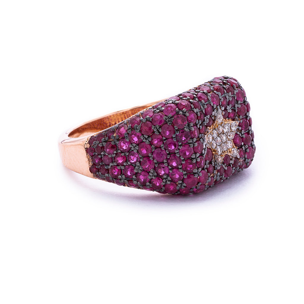 Pink Cube Ring with Star - LimeLiteJewellery.com