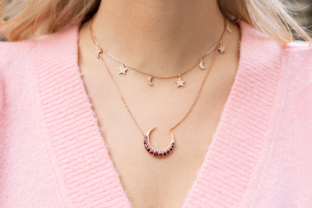 Ruby & Diamonds Moonsharp Necklace