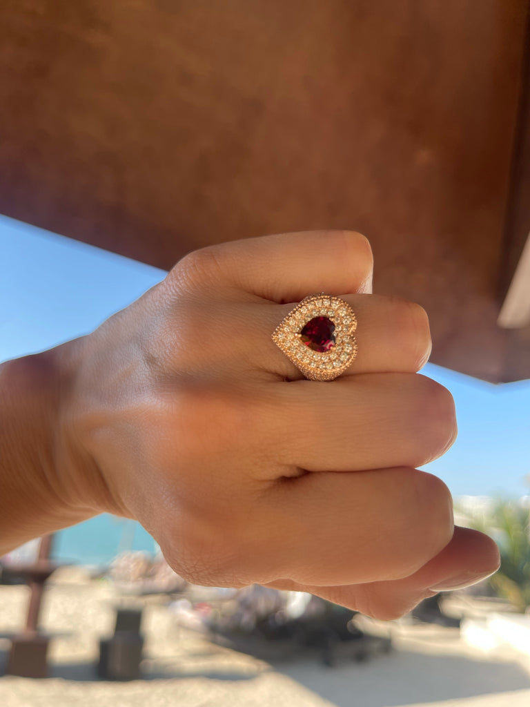 Tourmaline Heart Signet Ring